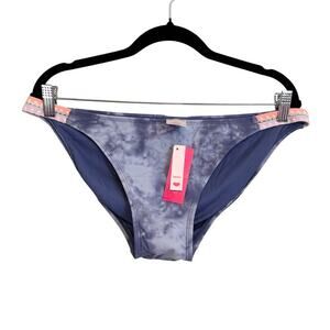 Xhilaration Bikini Bottom Juniors XL 12-14 Blue Tie Dye Crochet Trim Hipster NWT